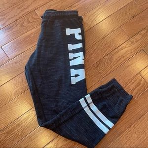 PINK joggers. Black and white